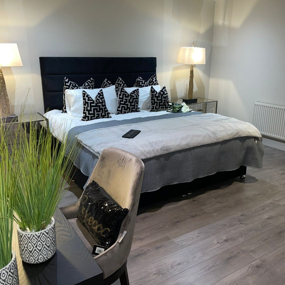 Venice headboard /Bed Jet Black Plush Velvet or custom to your spec-Bed & Bed Frame Accessories-Renaissance Design Studio