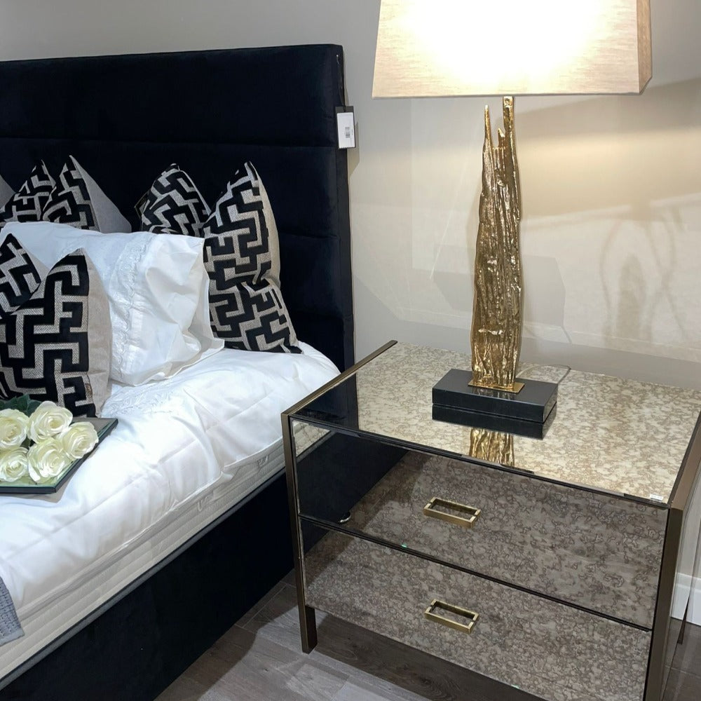 Venice headboard /Bed Jet Black Plush Velvet or custom to your spec-Renaissance Design Studio