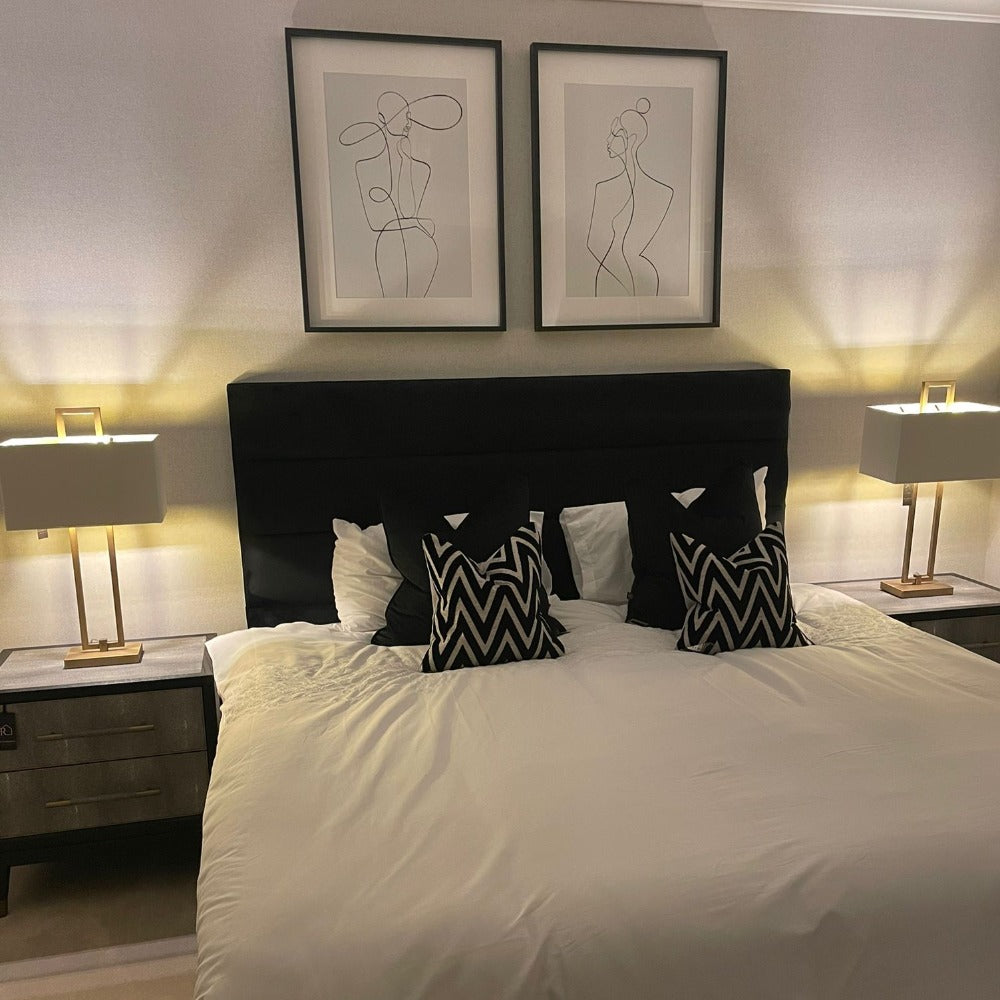 Venice headboard /Bed Jet Black Plush Velvet or custom to your spec-Renaissance Design Studio