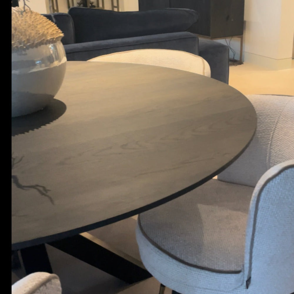 Vera round solid oak custom dining table-Renaissance Design Studio