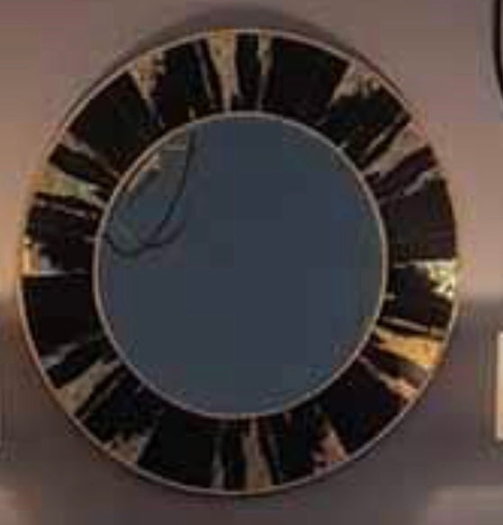 Vesna Round Mirror gold and black 100 cm-Renaissance Design Studio