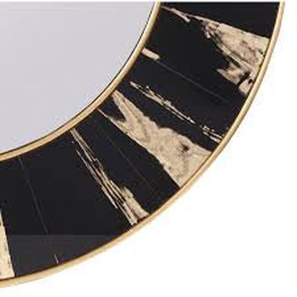 Vesna Round Mirror gold and black 100 cm-Renaissance Design Studio