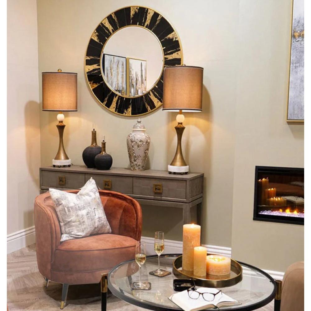 Vesna Round Mirror gold and black 100 cm-Renaissance Design Studio