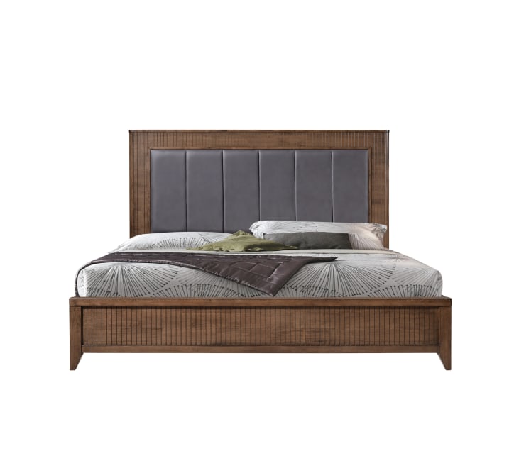 Vivian wooden feature bed with leather feature-Renaissance Design Studio