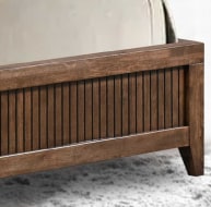 Vivian wooden feature bed with leather feature. Special Order-wooden bed-Renaissance Design Studio