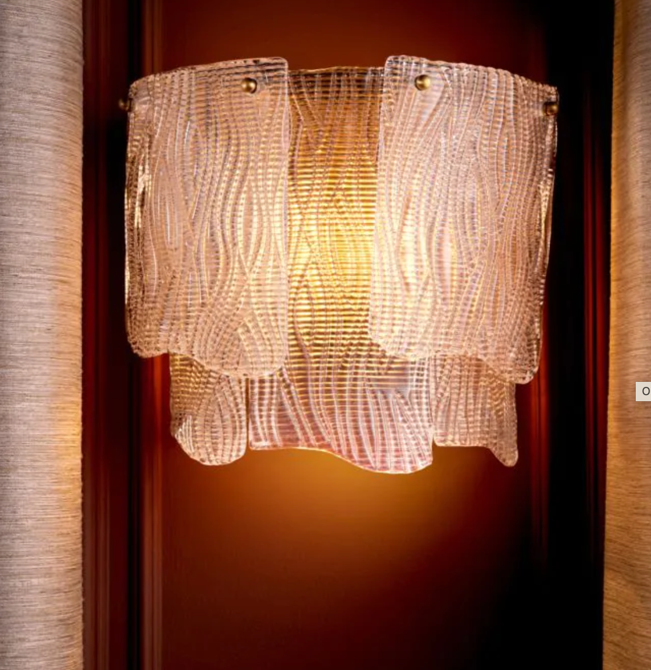 Wall Lamp Asinara Antique brass finish | textured glass by Eichholtz-Renaissance Design Studio
