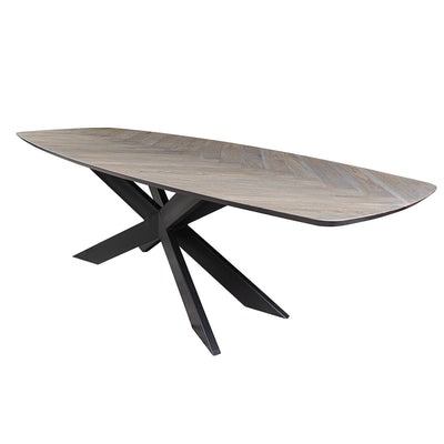 Fishbone 240cm contemporary oak dining table with eel spider leg clearance price today