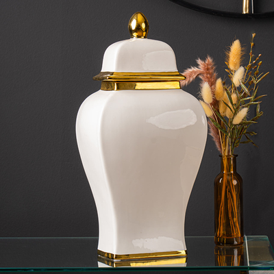 White and gold ginger jar large . Fabulous !. Reduced last of stock