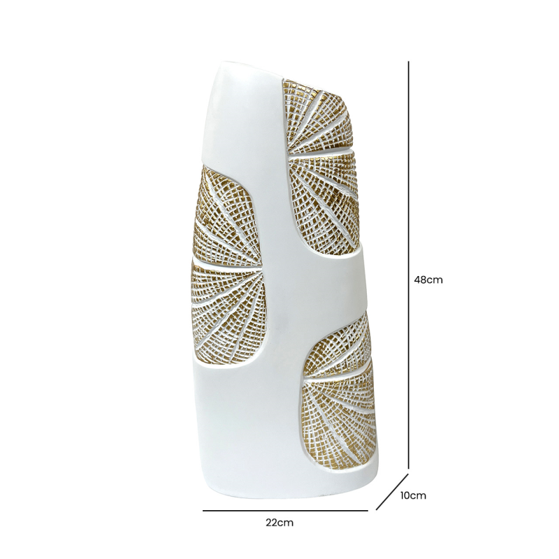 White and gold Polyresin vase-vase-Renaissance Design Studio