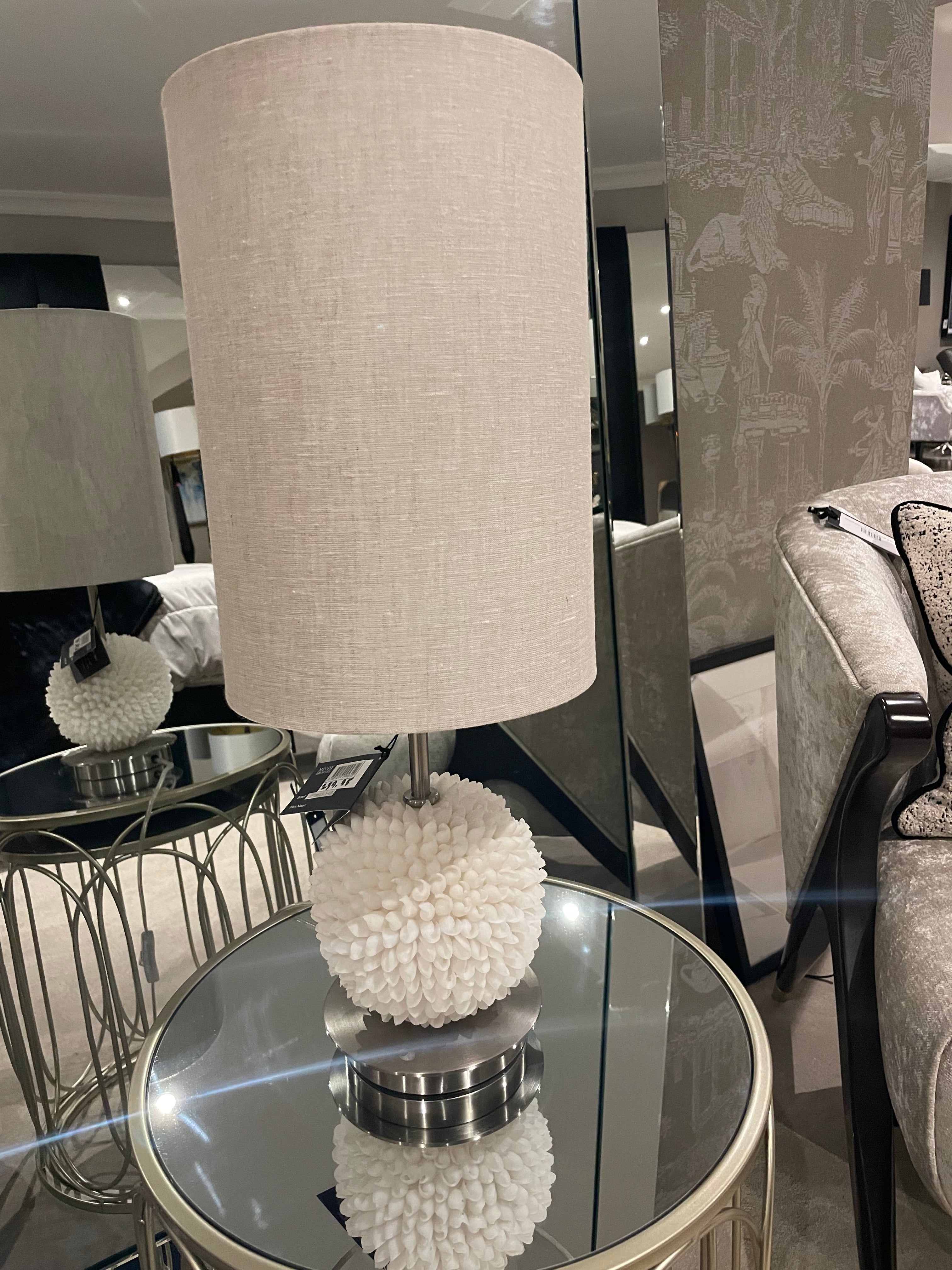 White spike table lamp w shade-Renaissance Design Studio