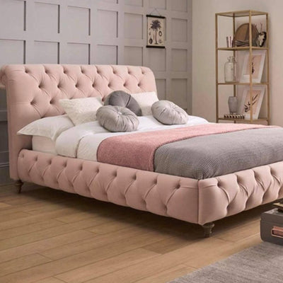 Whitemeadow buttoned Belview bed hand custom made in various sizes POA