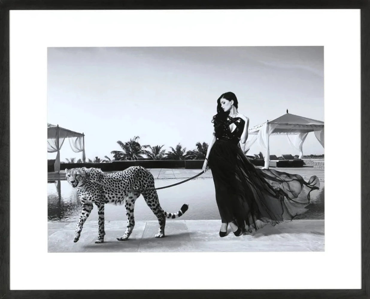 Woman with Cheetah. 250 hand made framed art work-Wall Art-Renaissance Design Studio