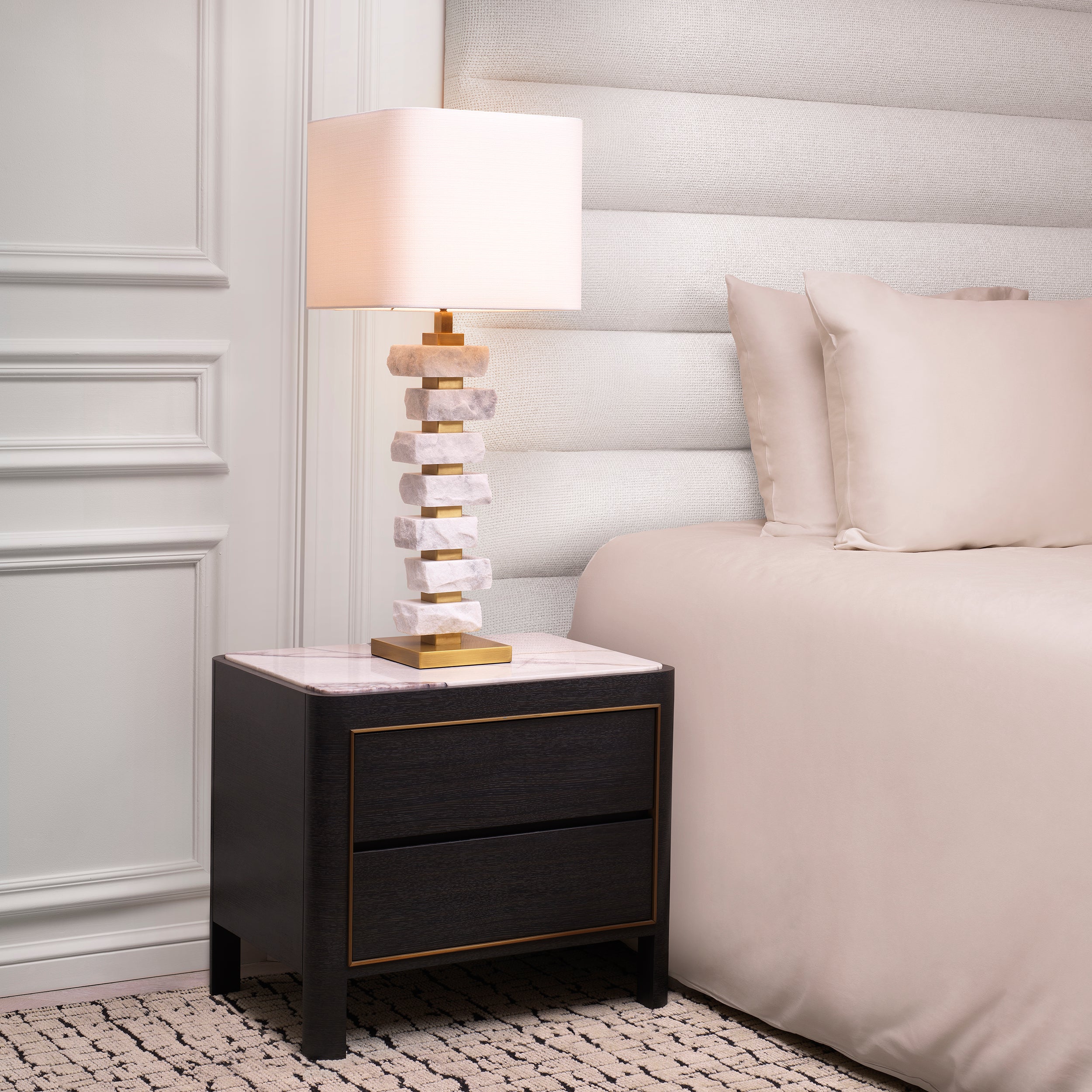 Corazon charcoal grey bianco lilac marble Nightstand by Eichholtz by Eichholtz