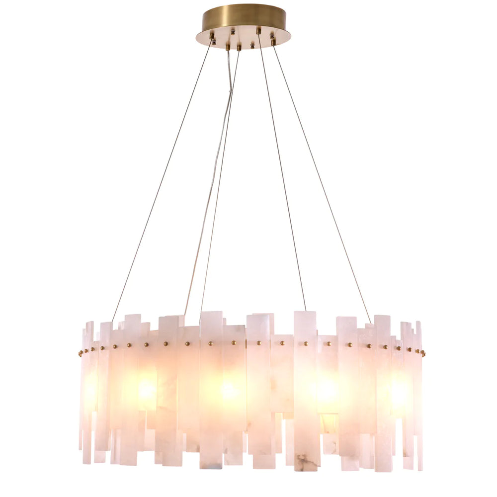 Chandelier Alabaster  Pizzorni Antique brass finish  by Eichholtz