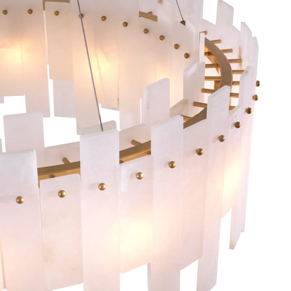 Chandelier Alabaster  Pizzorni Antique brass finish  by Eichholtz