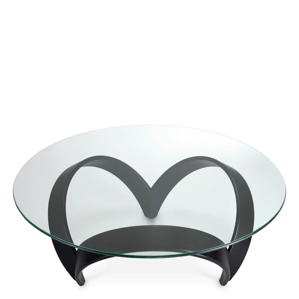 Soquel round coffee table by Eichholtz in vintage brushed brass..