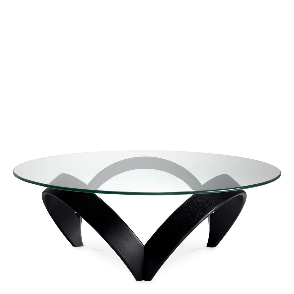 Soquel round coffee table by Eichholtz in vintage brushed brass..
