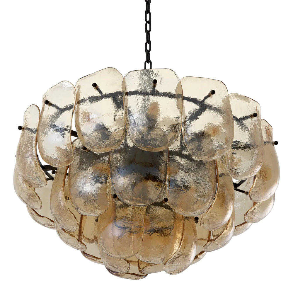Chandelier Gustave Champagne colored glass by Eichholtz