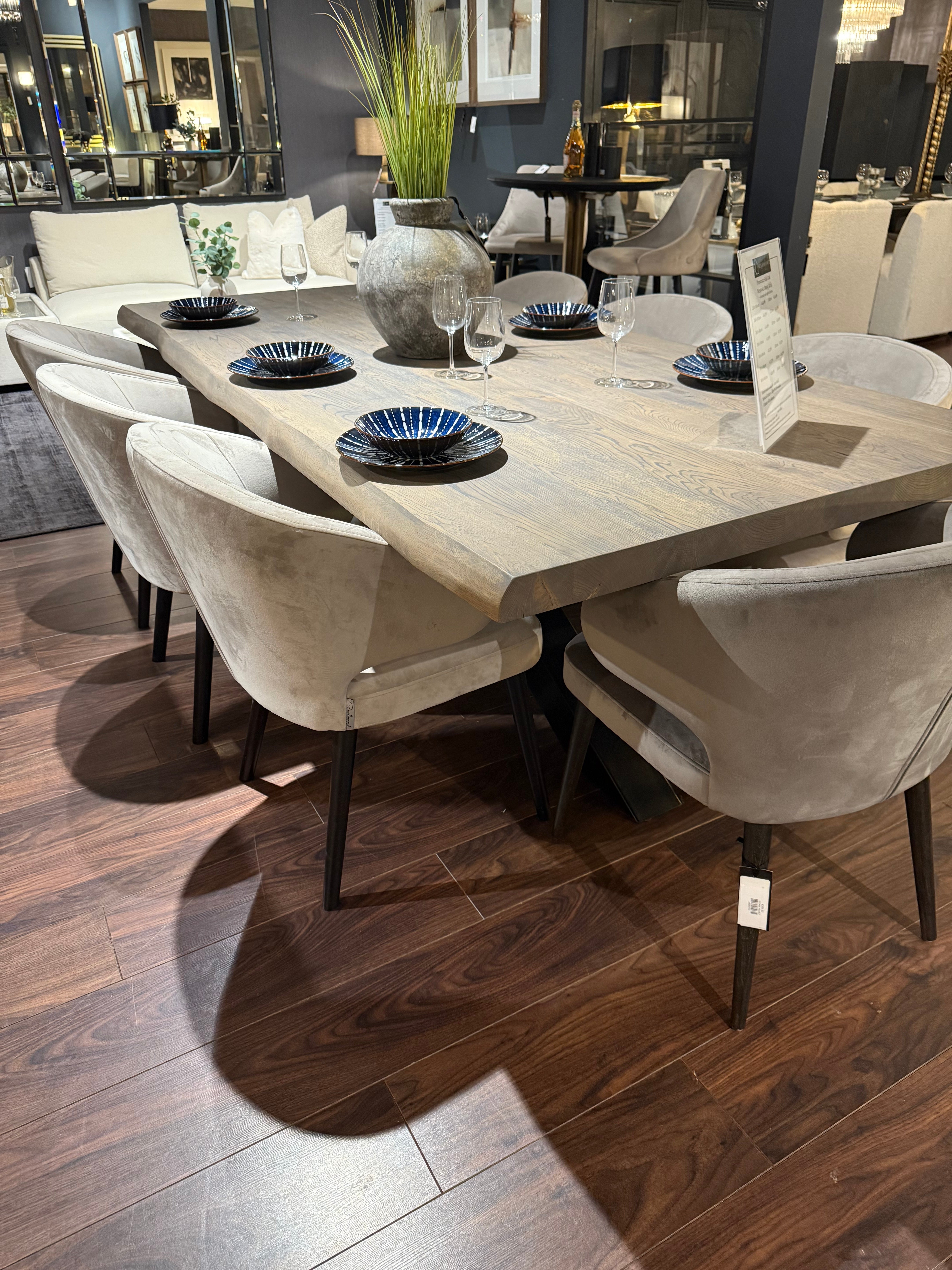 Provence XL solid oak dining table ex showroom  live edge  extra wide 240 x 110 cm