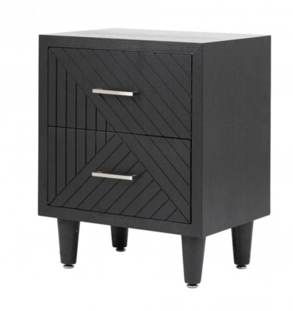 2 Drawer Sophia Bedside Cabinet Black Full Matching Collection Available-Bedside Cabinet-Renaissance Design Studio