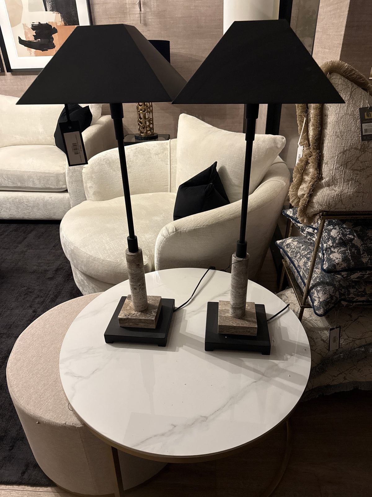 Emperor Buffet Lamp Black Or Gold With Marble Base set os 2 ex showroom reduced by Mindy Brown