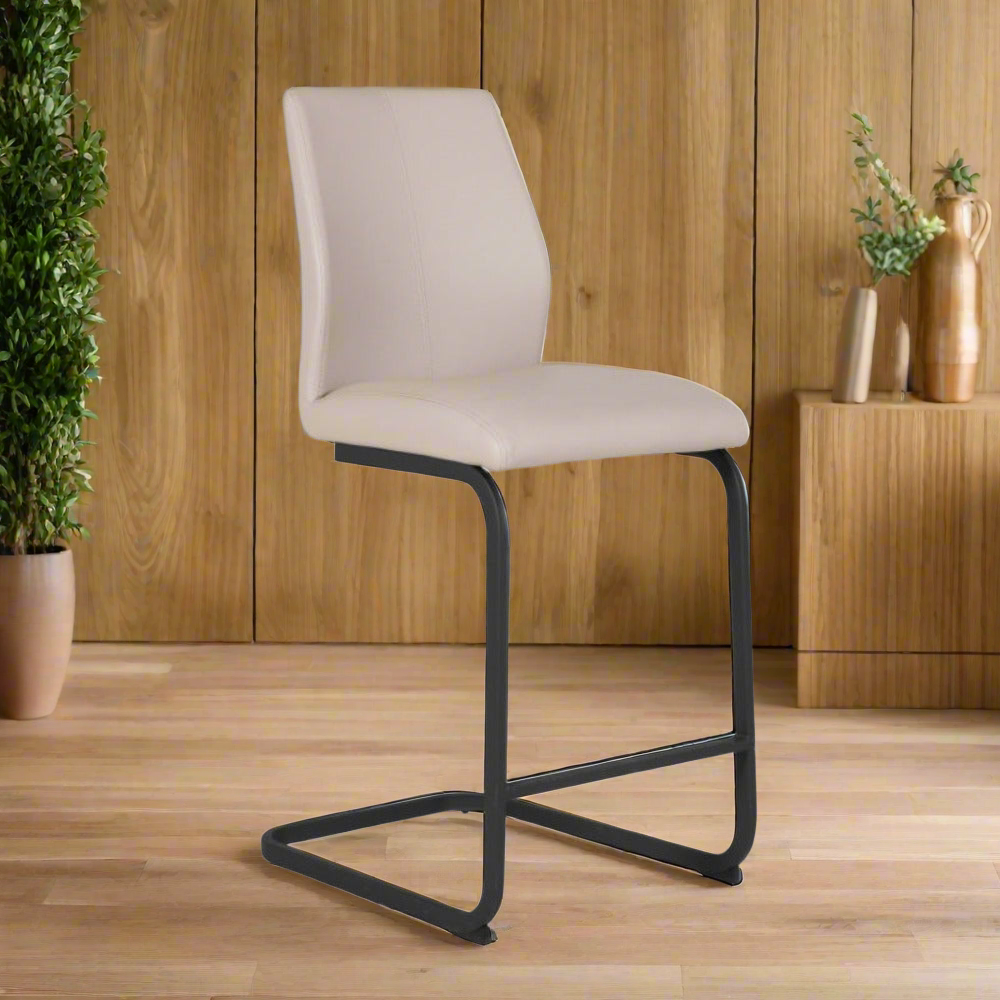 Set of 3 taupe  Alta Counter Stool with black leg reduced .
