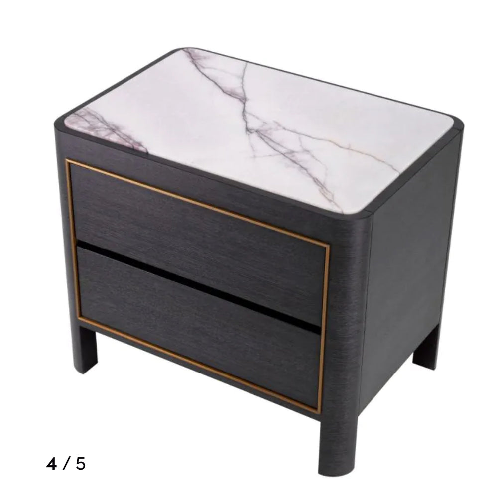 Corazon charcoal grey bianco lilac marble Nightstand by Eichholtz