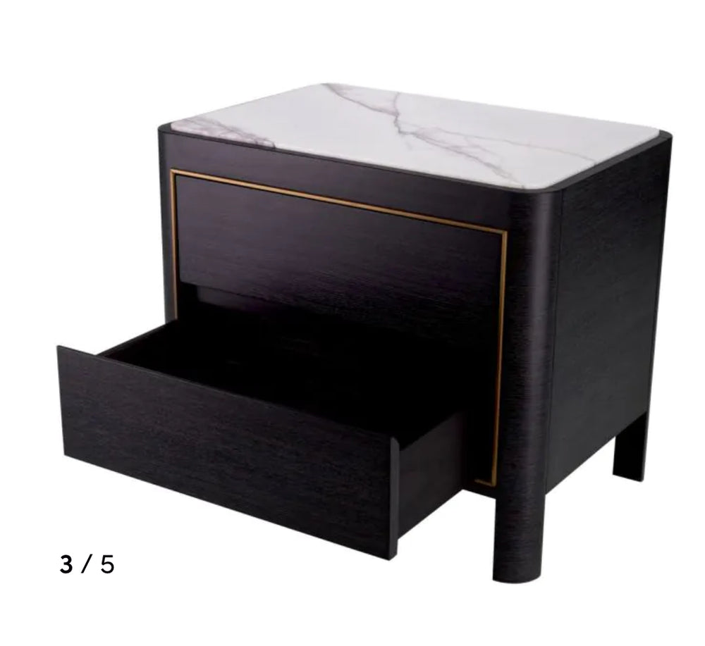 Corazon charcoal grey bianco lilac marble Nightstand by Eichholtz