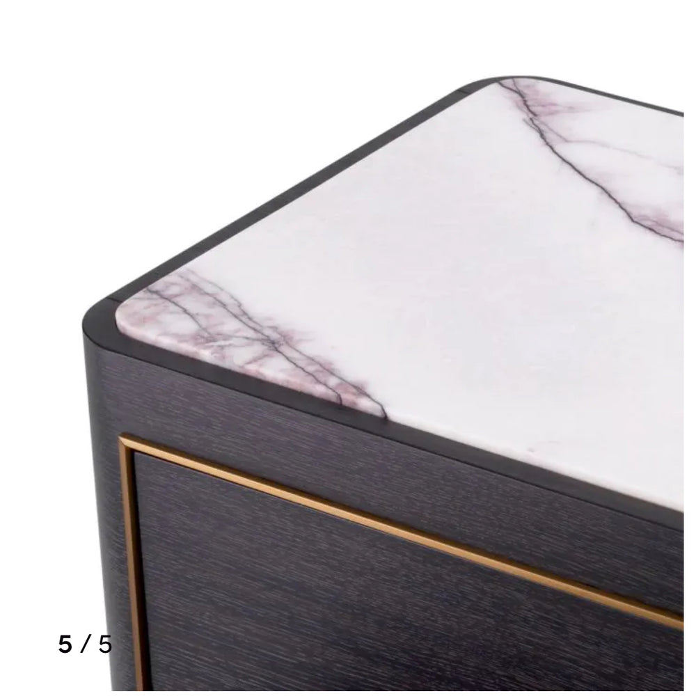 Corazon charcoal grey bianco lilac marble Nightstand by Eichholtz