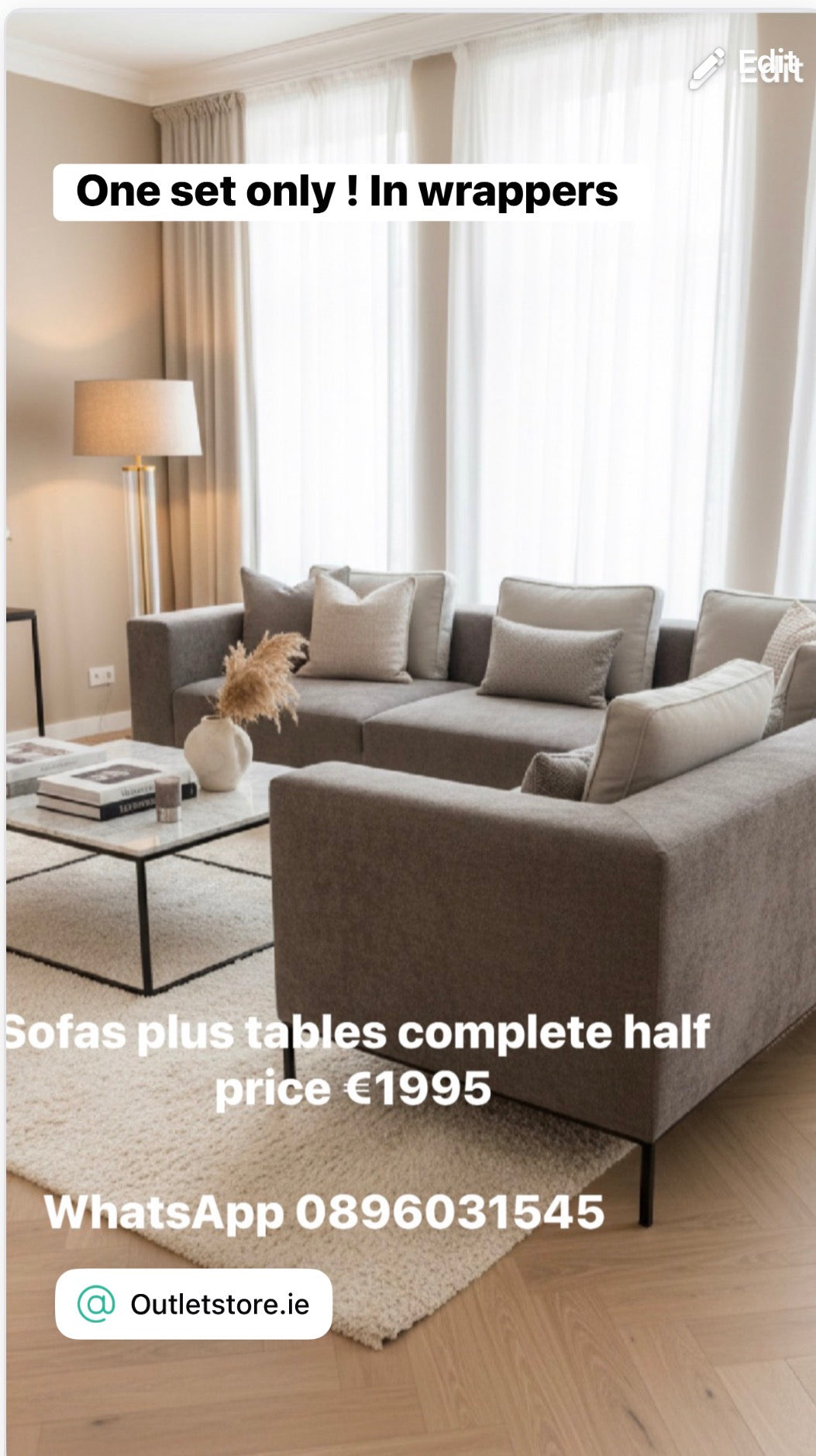 Bibi3!plus 2   corner sofa group in modular sections in textured fabric   ! including table