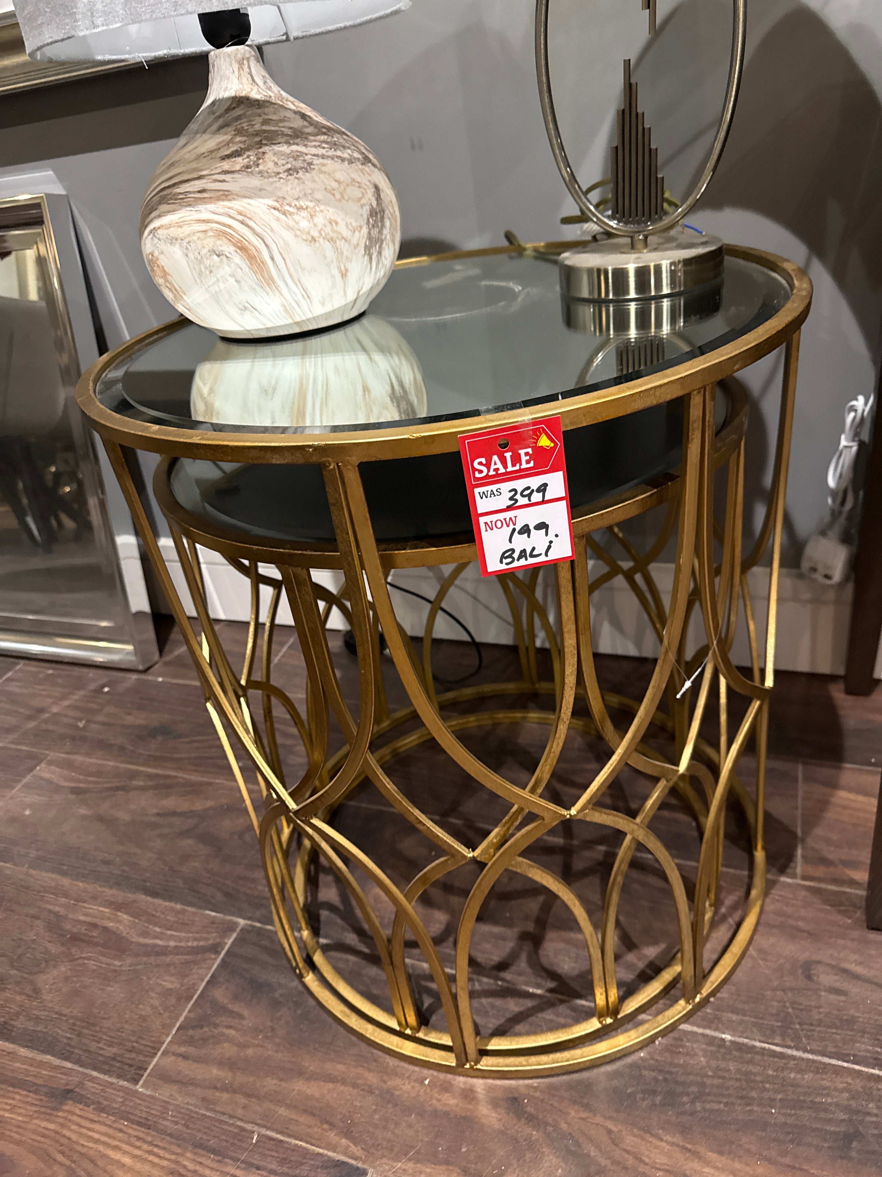 Bali Large Nest Of 2 Brushed Gold Tables Almost Half Price by WJ Sampson