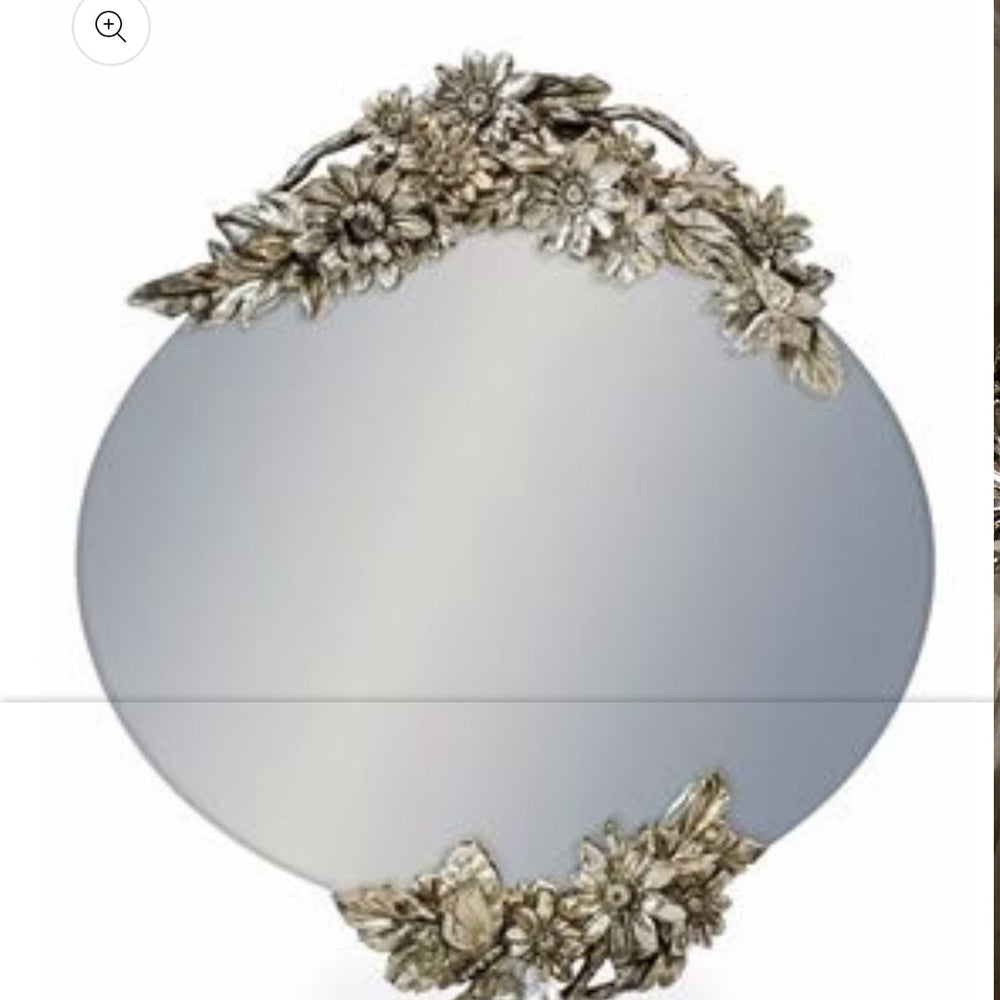 Oval frameless mirror with double butterfly  detail collect only or arrange delivery