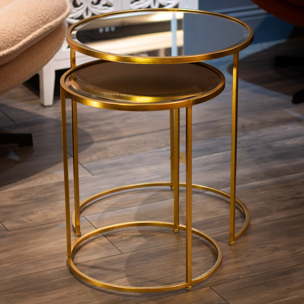 Alicia V1 Set Of 2 Gold Side Tables collect or pay postage