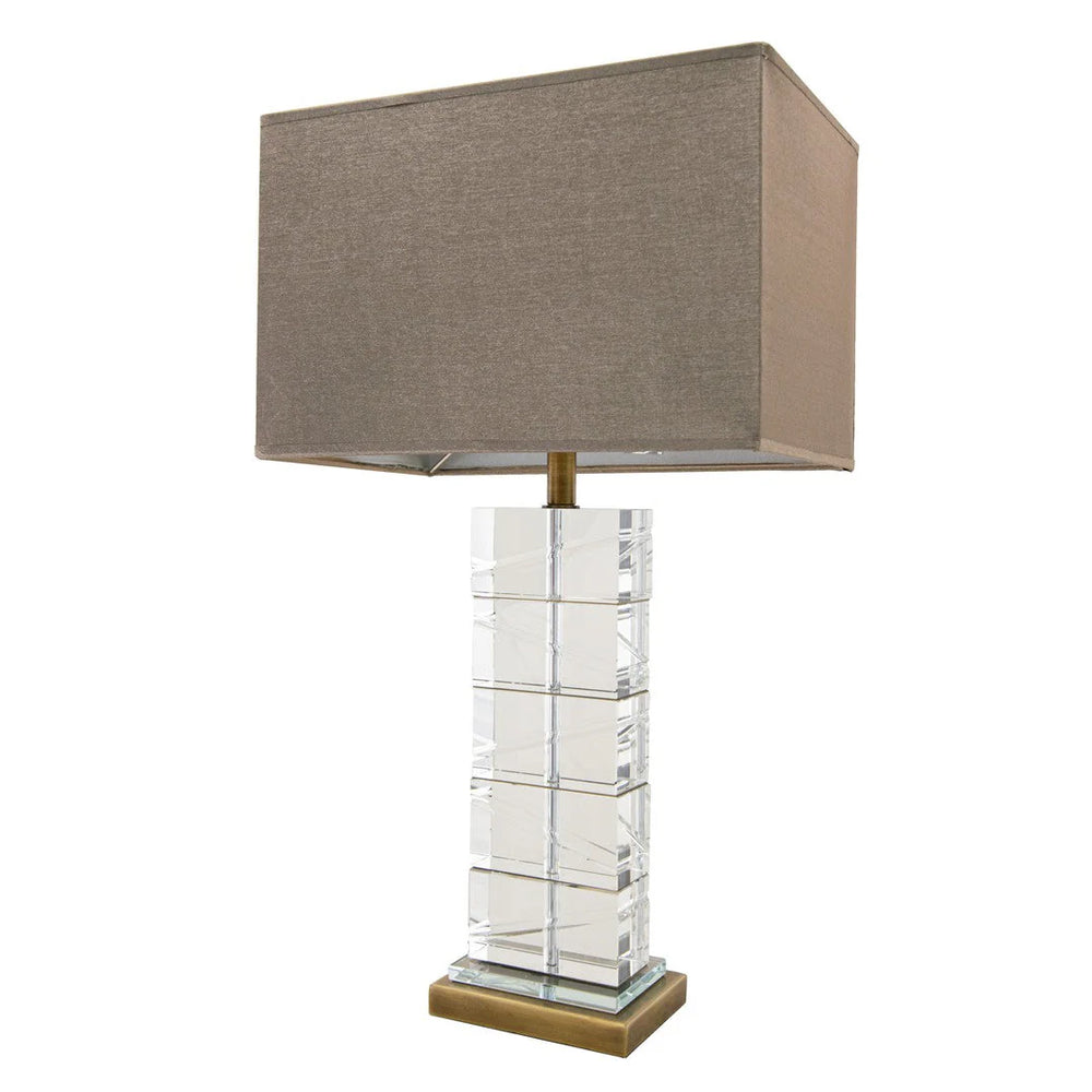 Alice  Antique Brass and Clear Crystal Table Lamp by RV Astley