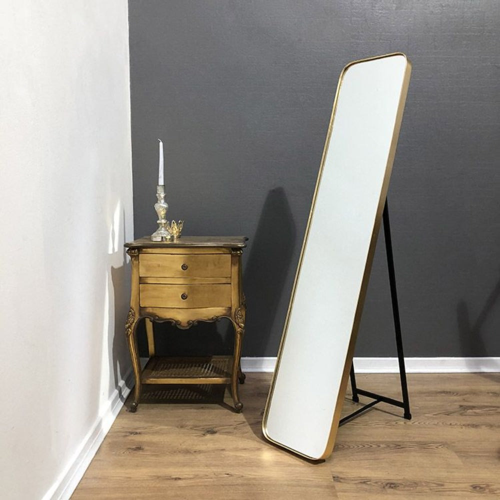 Arlene Cheval Mirror With Minimalist Gold Frame - Reduced To Clear