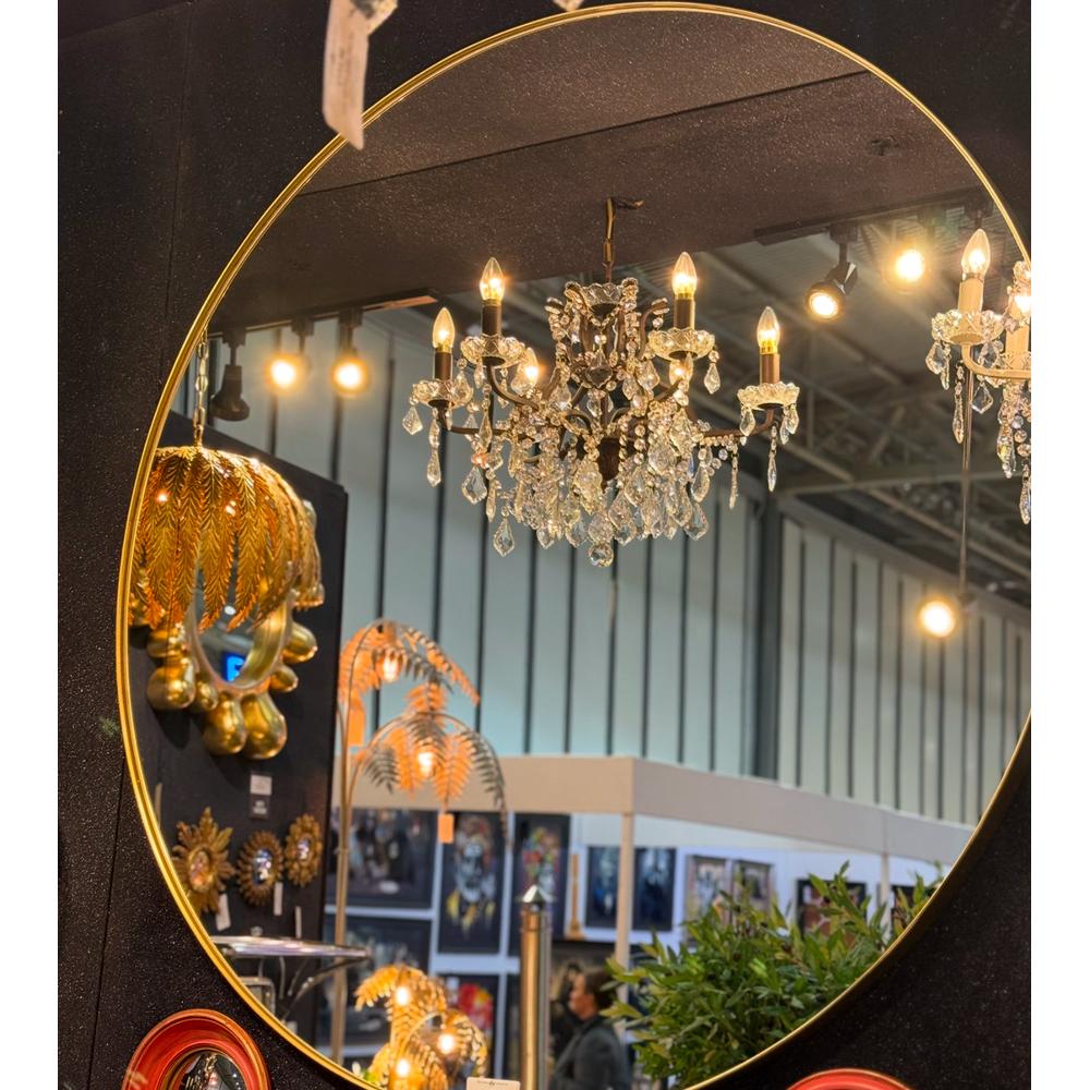 Arlene contemporary brushed Gold Finish Round Mirrors with ultra slim frame