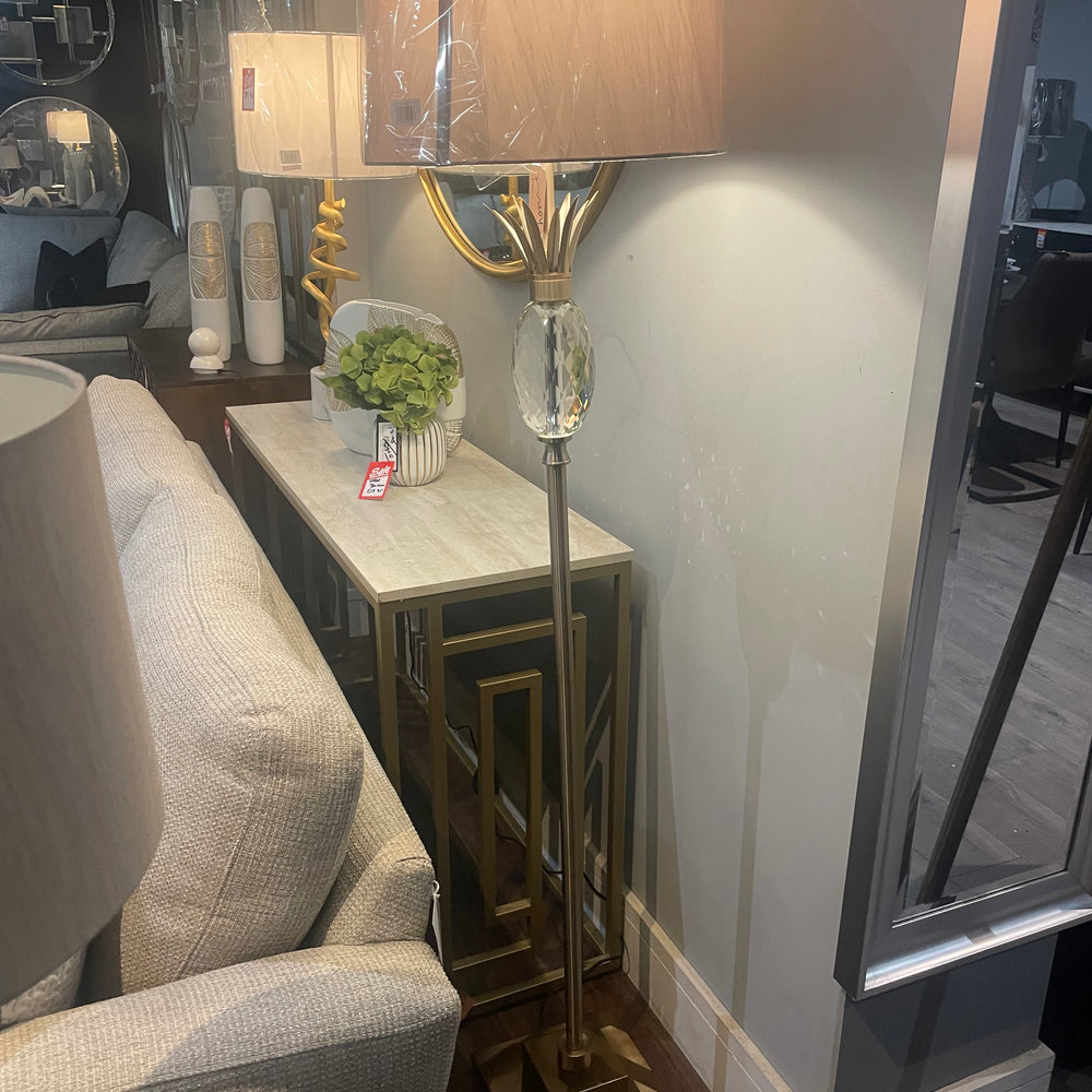 Mindy Champagne  Metal floor lamp half price sale special.