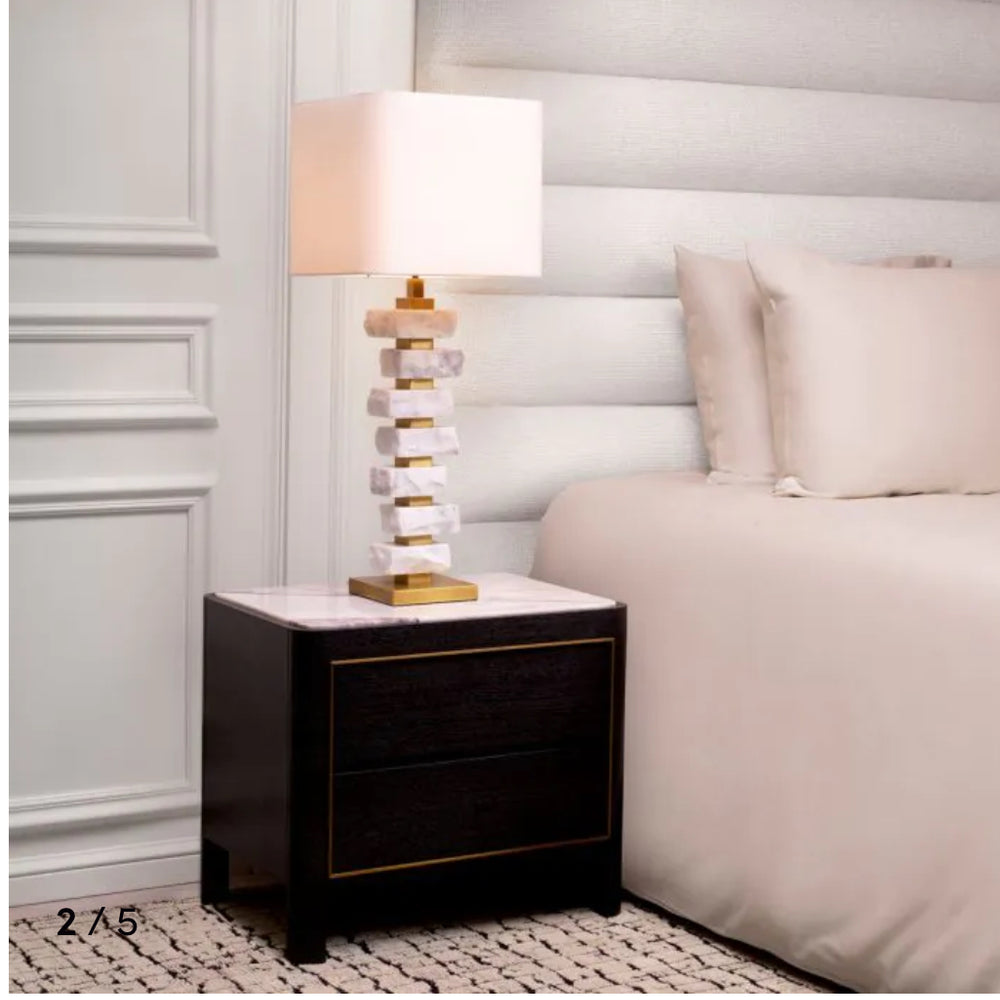 Corazon charcoal grey bianco lilac marble Nightstand by Eichholtz