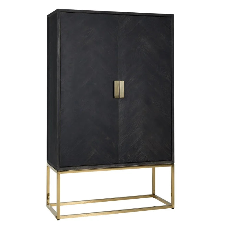 Blake black Tall cabinet with gold hardware