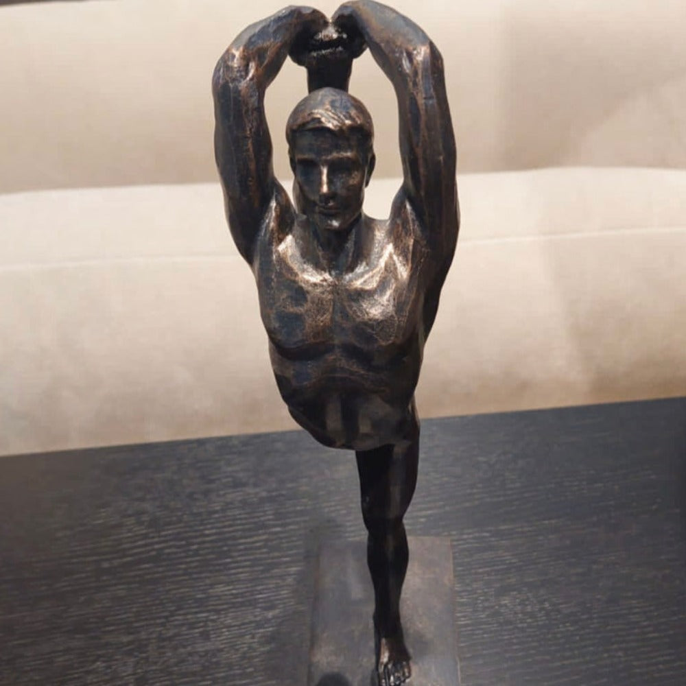 Bronze athlete man sculpture