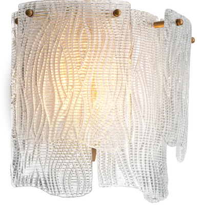 Wall Lamp Asinara Antique brass finish | textured glass by Eichholtz