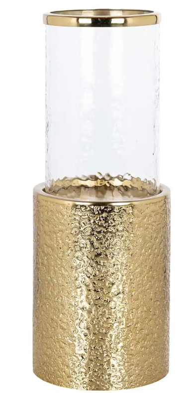 Megan Gold and glass Hurricane in 2 sizes-Renaissance Design Studio