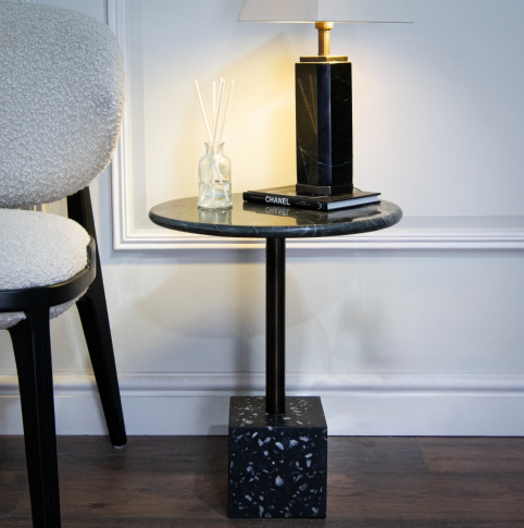 Ivo Side Table 48cm in nickel and black