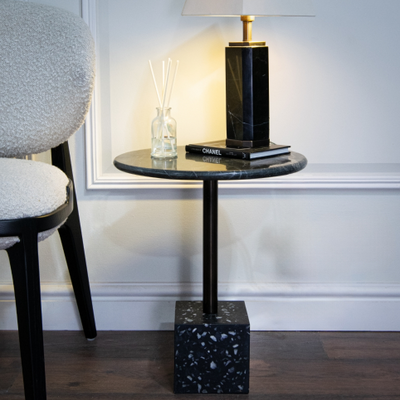 Ivo Side Table 48cm in nickel and black