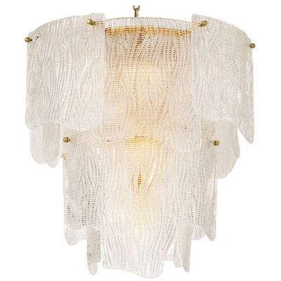 Chandelier Asinara S Antique brass finish w textured glass by Eichholtz