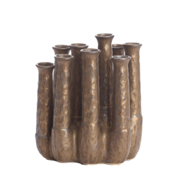 Leana Deco Vase ceramic in brass finish