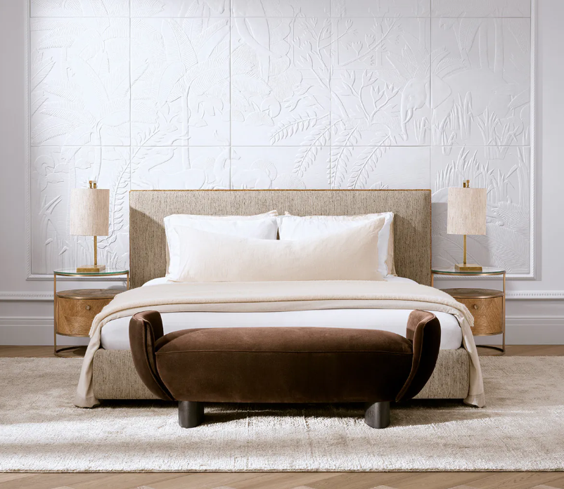 Nightstand Velutto  carved oak veneer with  brushed brass finish by Eichholtz