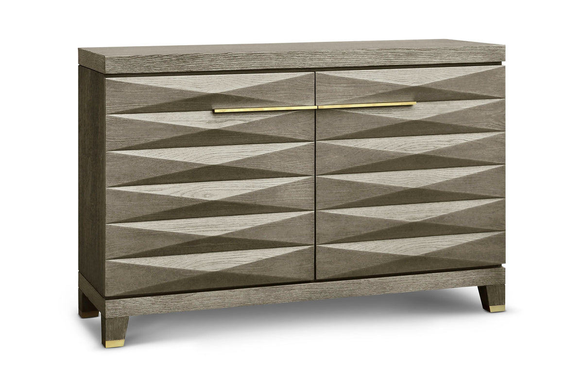 Cassandra 2 door taupe oak and brass sideboard. Reduced save €100