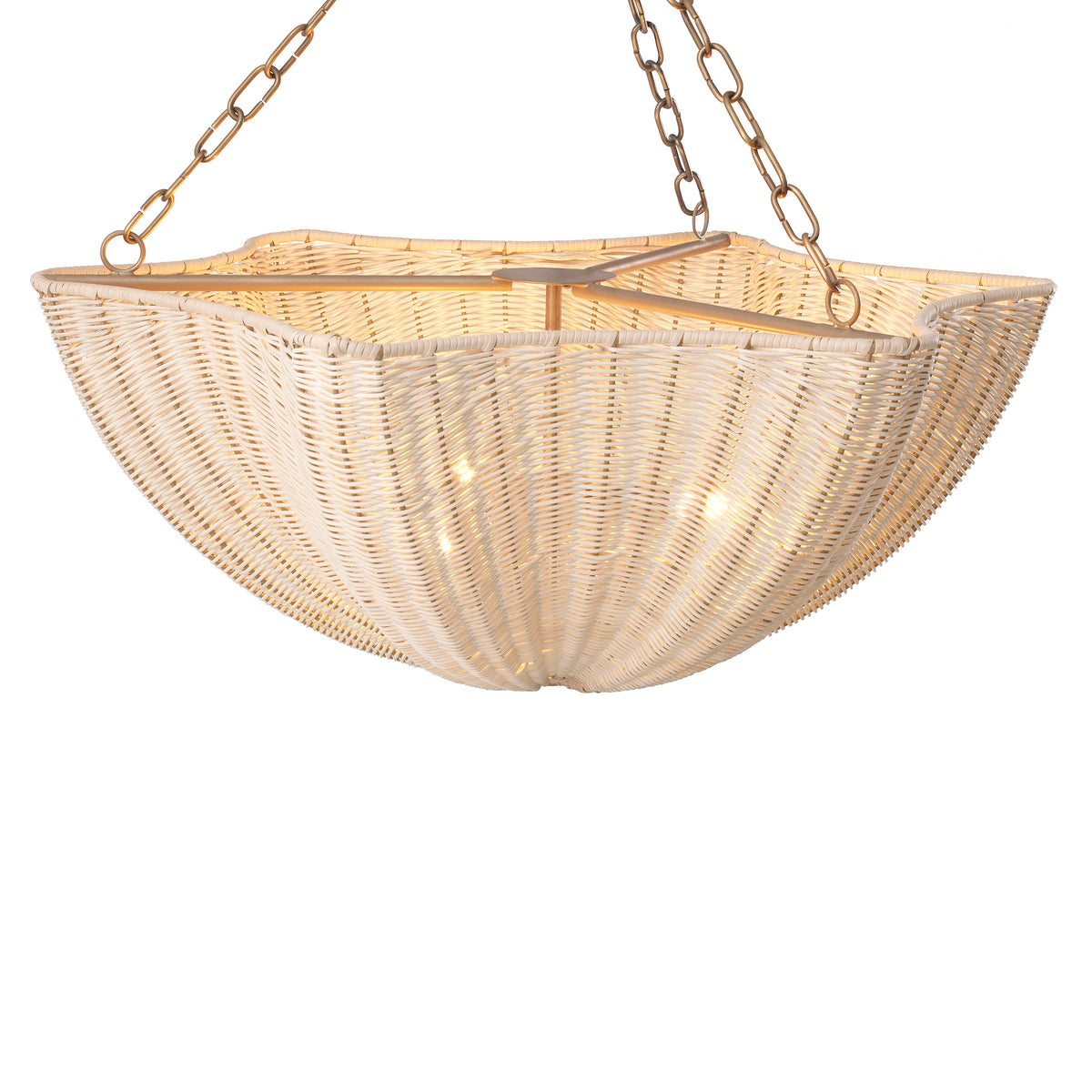 Chandelier Los Palmos Natural rattan | vintage brass finish by Eichholtz