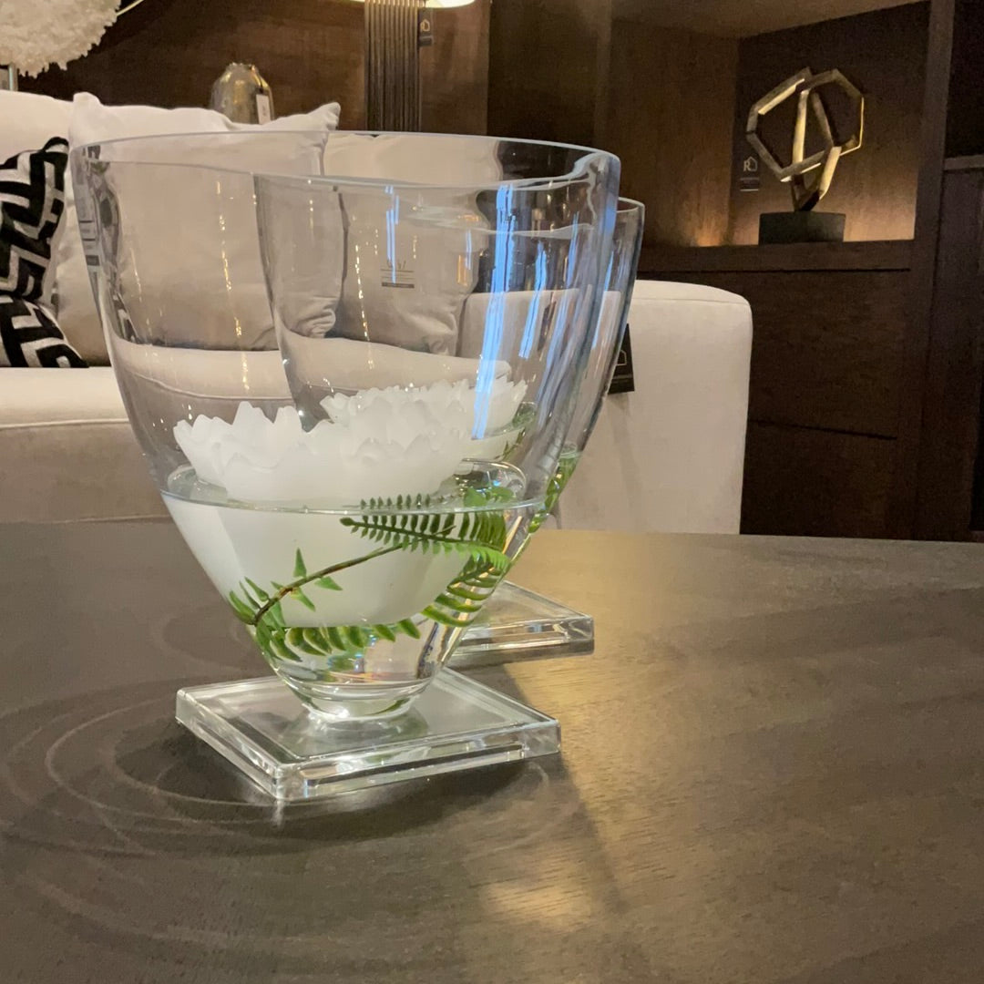 Clear Glass Round Vase on Base